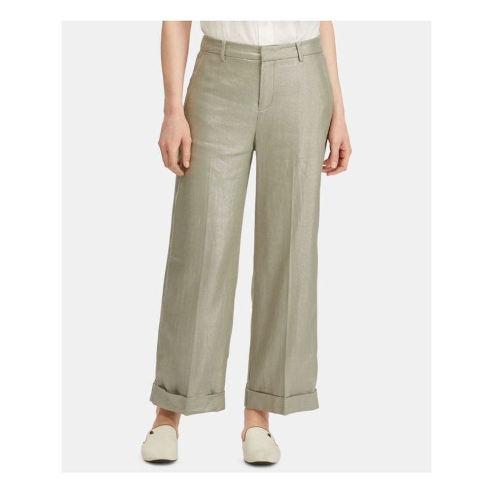 RALPH LAUREN Womens Silver Pocketed Zippered Wear To Work Pants 2